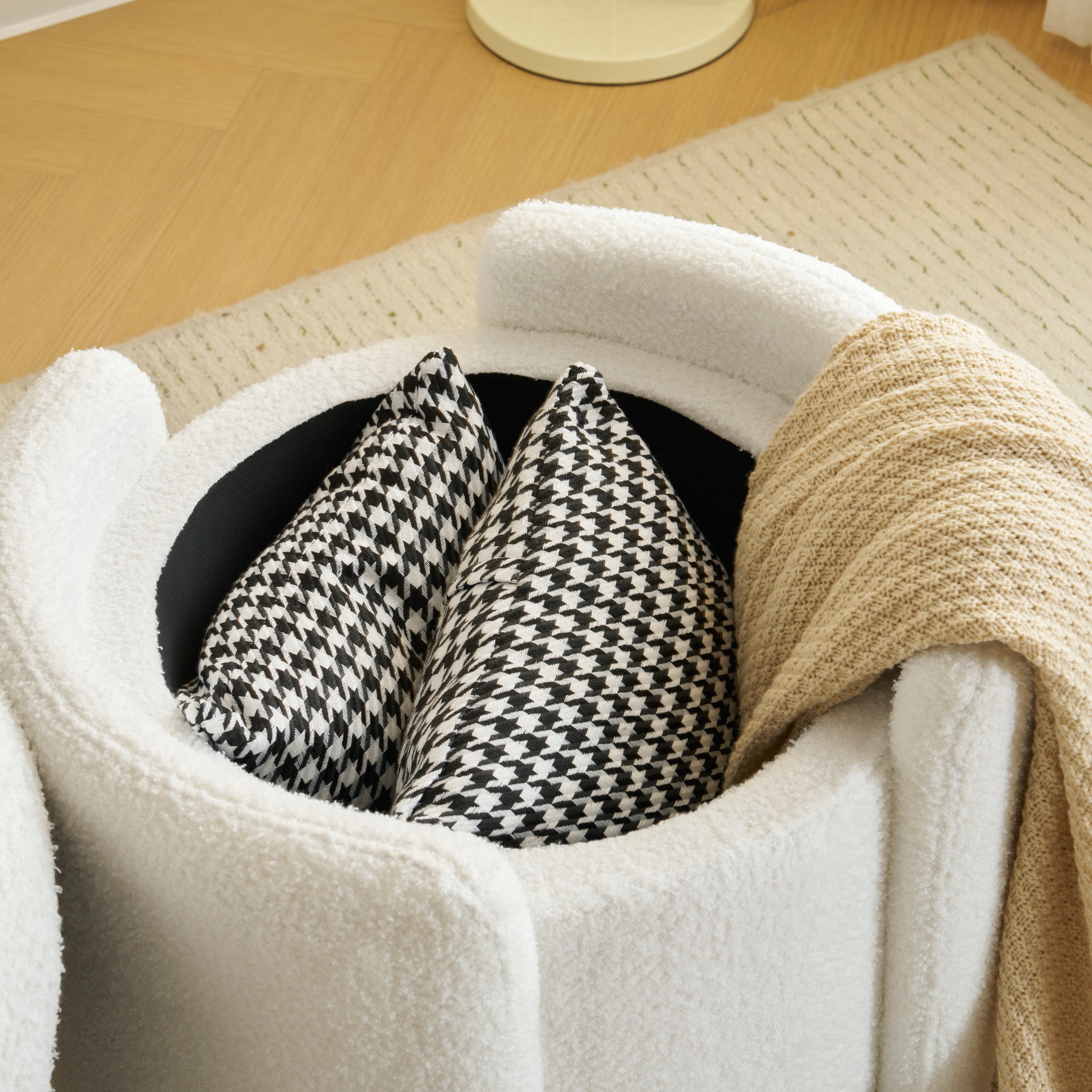 Everglades Boucle Storage Ottoman Footstool