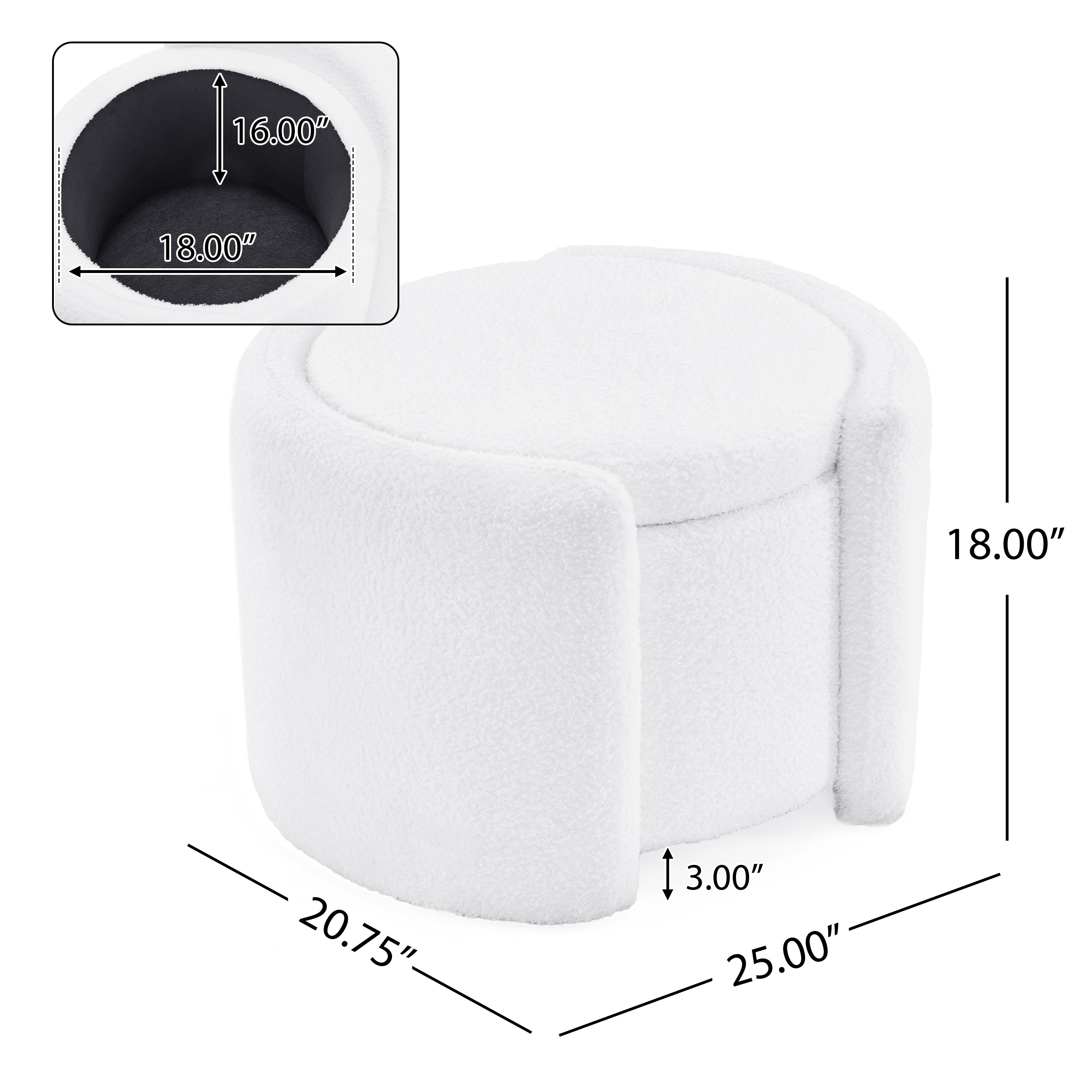 Everglades Boucle Storage Ottoman Footstool