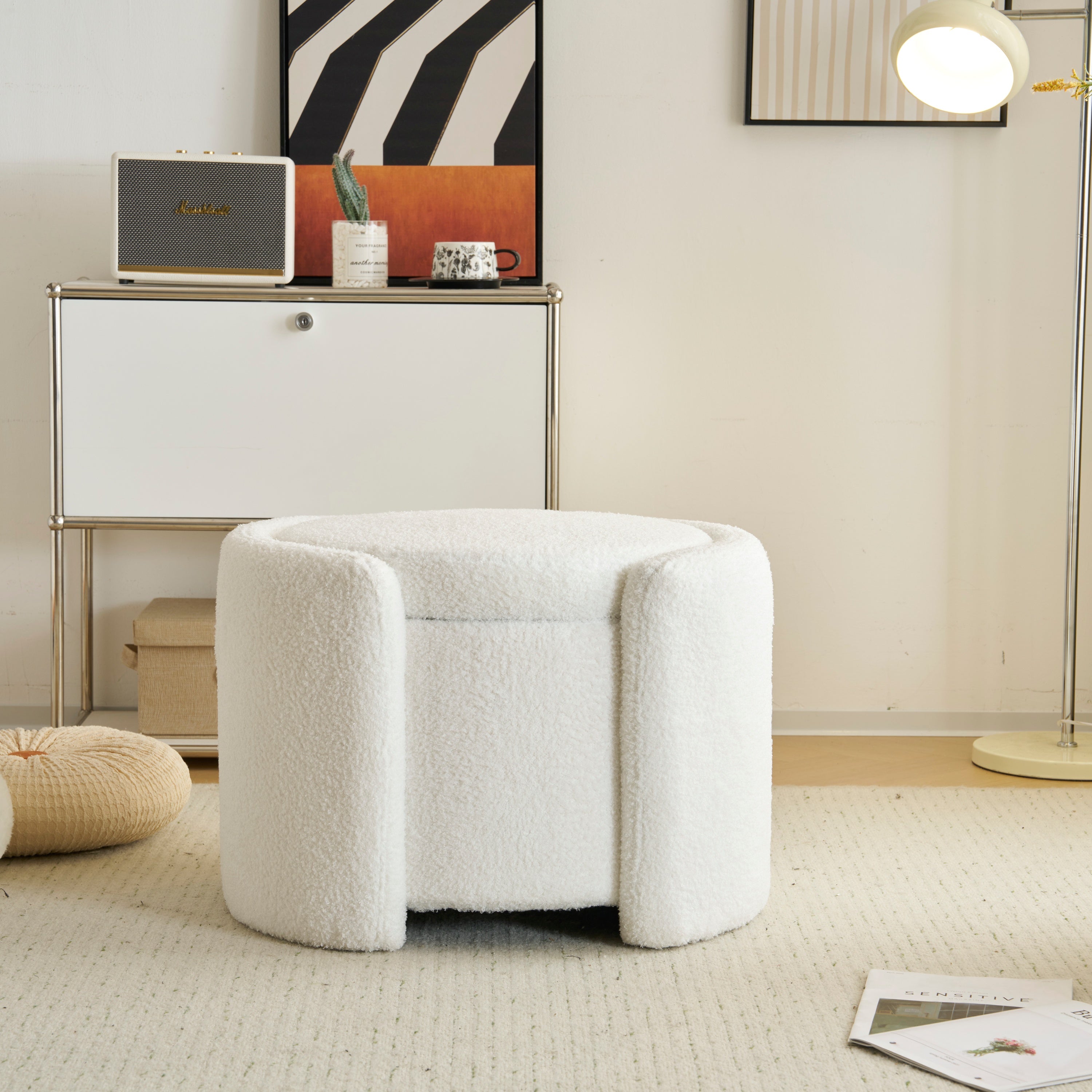 Everglades Boucle Storage Ottoman Footstool