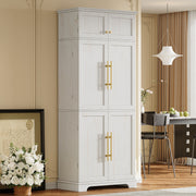 Bristol 78.2" Farmhouse White Kitchen Pantry Cabinet with Adjustable Shelves