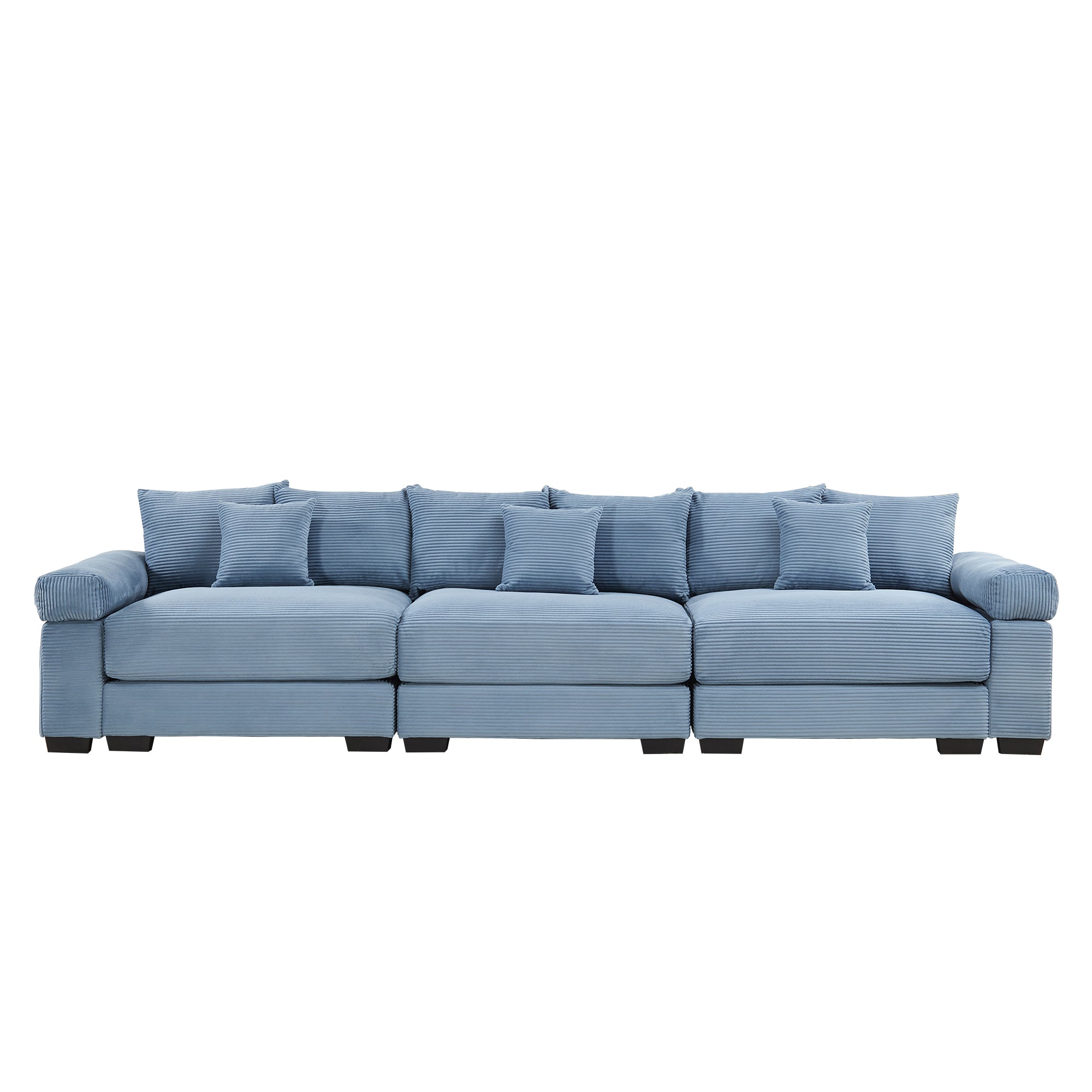 Albany 130" Modular Corduroy Cloud 4-Seater Sofa with Extra-Thick Armrests