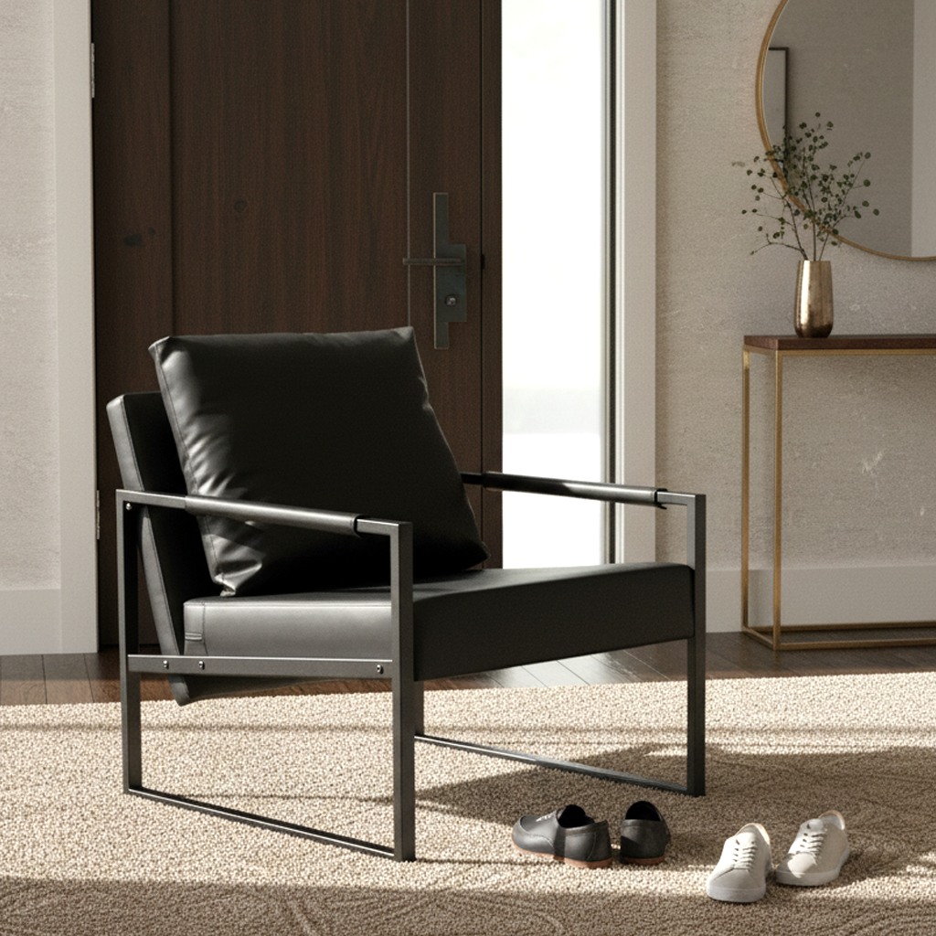 Orion Faux Leather Accent Chair, Black
