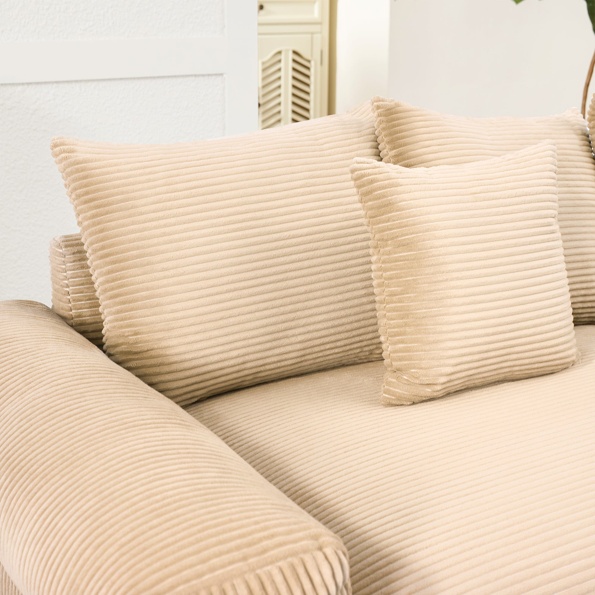 Albany 130" Modular Corduroy Oversized Cloud L-Shaped Sectional Sofa with Ottoman