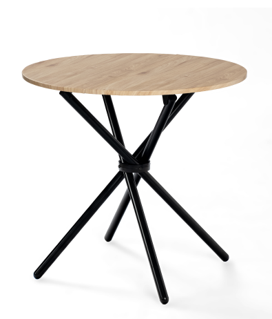 Homy Casa Hare 3PC Dining Set 31.5” Round Table with 2 ANN BLACK PVC Dining Chairs for Kitchen & Dining