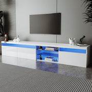 Sundale 105" Modern LED TV Stand with Glass Shelves and Storage White