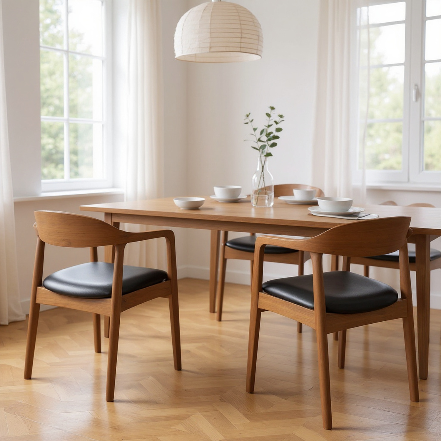 Homy Casa Peipus Mid-Century Modern Solid Wood Dining Chair Set of 2