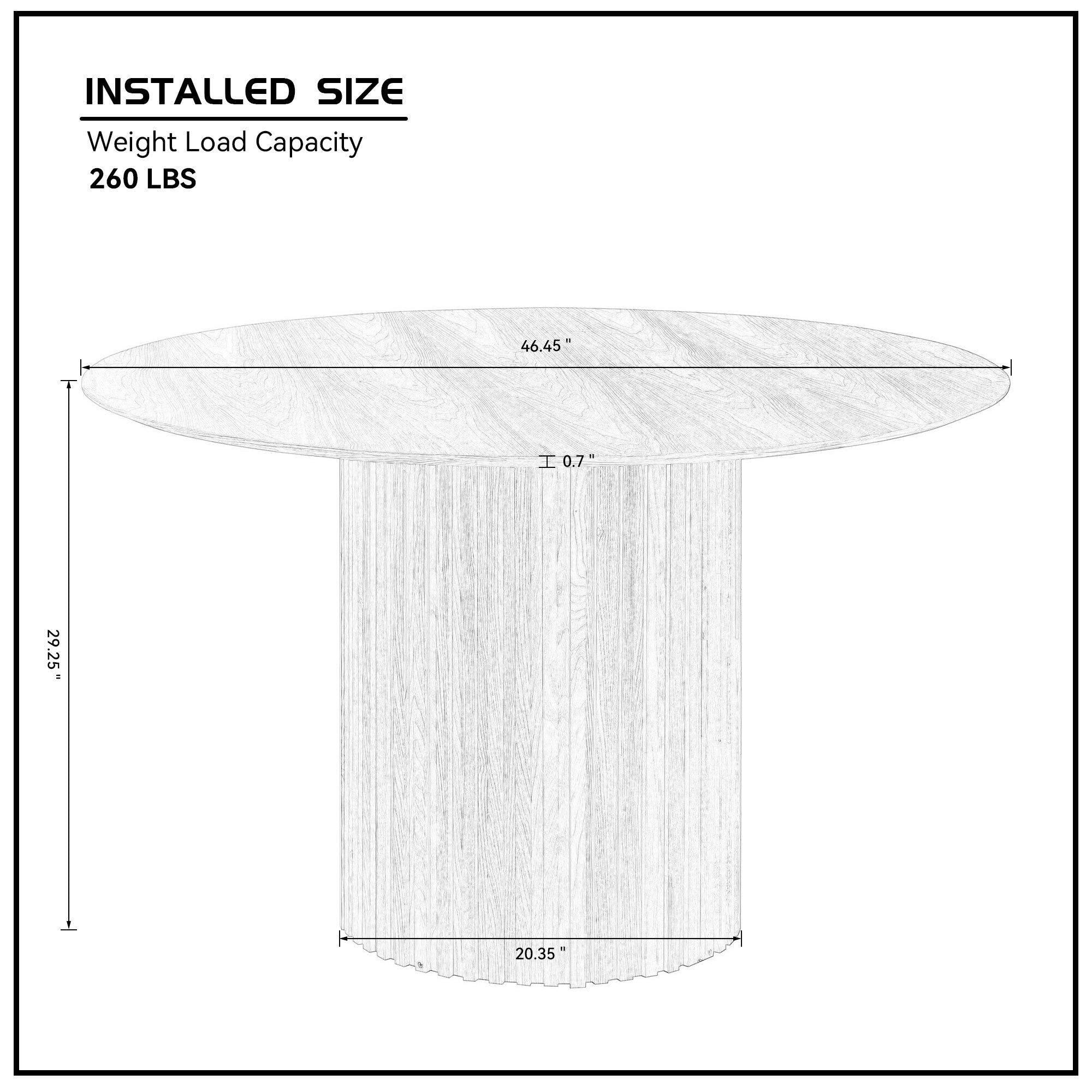 Lucerne 47" Wood Round Dining Table