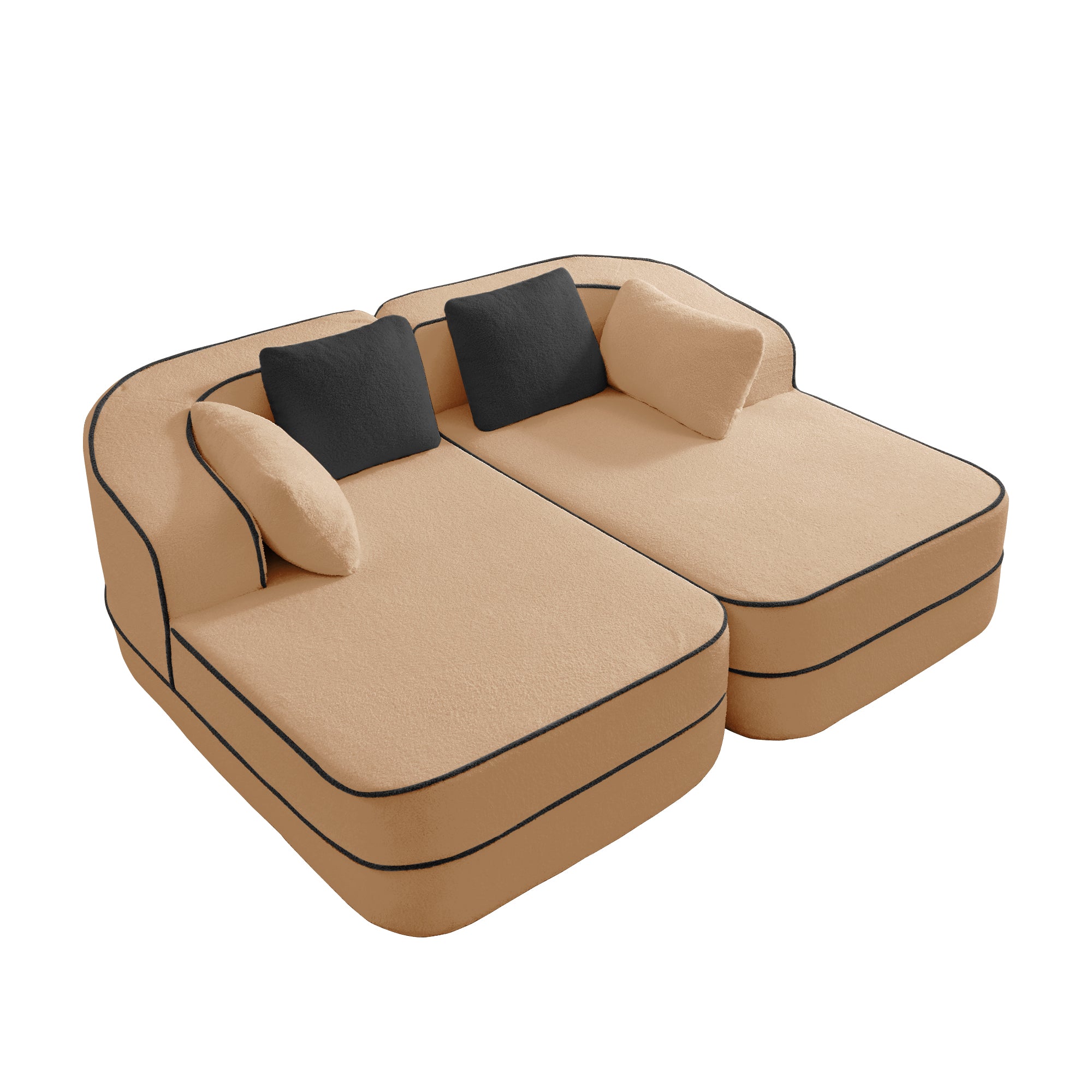 Gilbert 77.2" Teddy Fabric Sofa-in-a-Box with Double Chaise