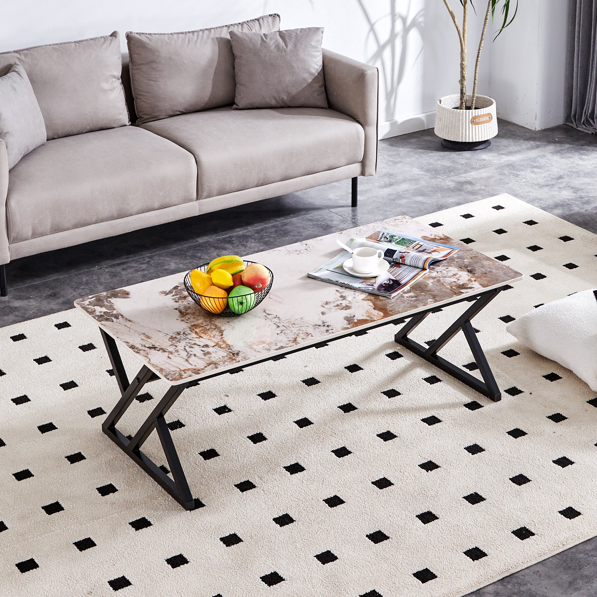 Vanta Marble Coffee Table 47", Black