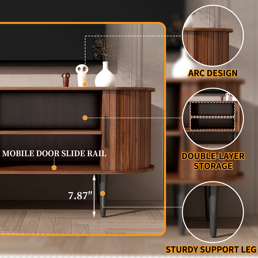 Valletta Sliding Door TV Stand Media Console with Storage