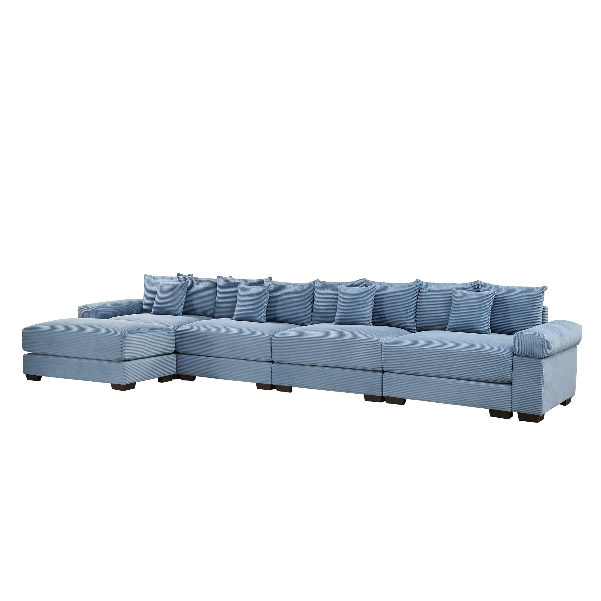 Albany 168" Modular Corduroy Oversized Cloud L-Shaped Sectional Sofa with Ottoman