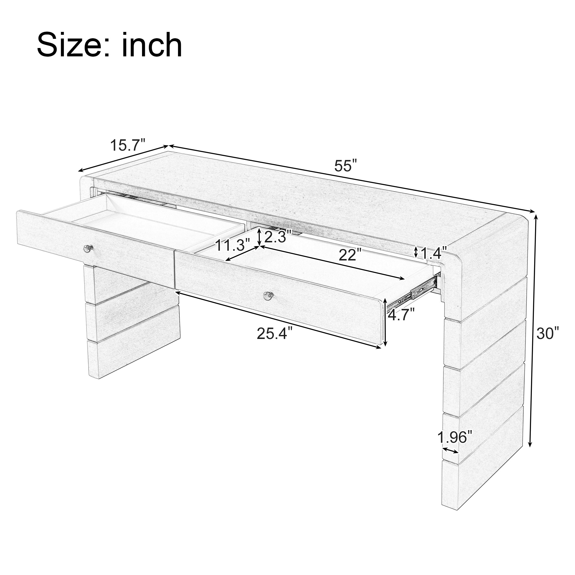 Arcade Wooden Console Table with 2 Drawers