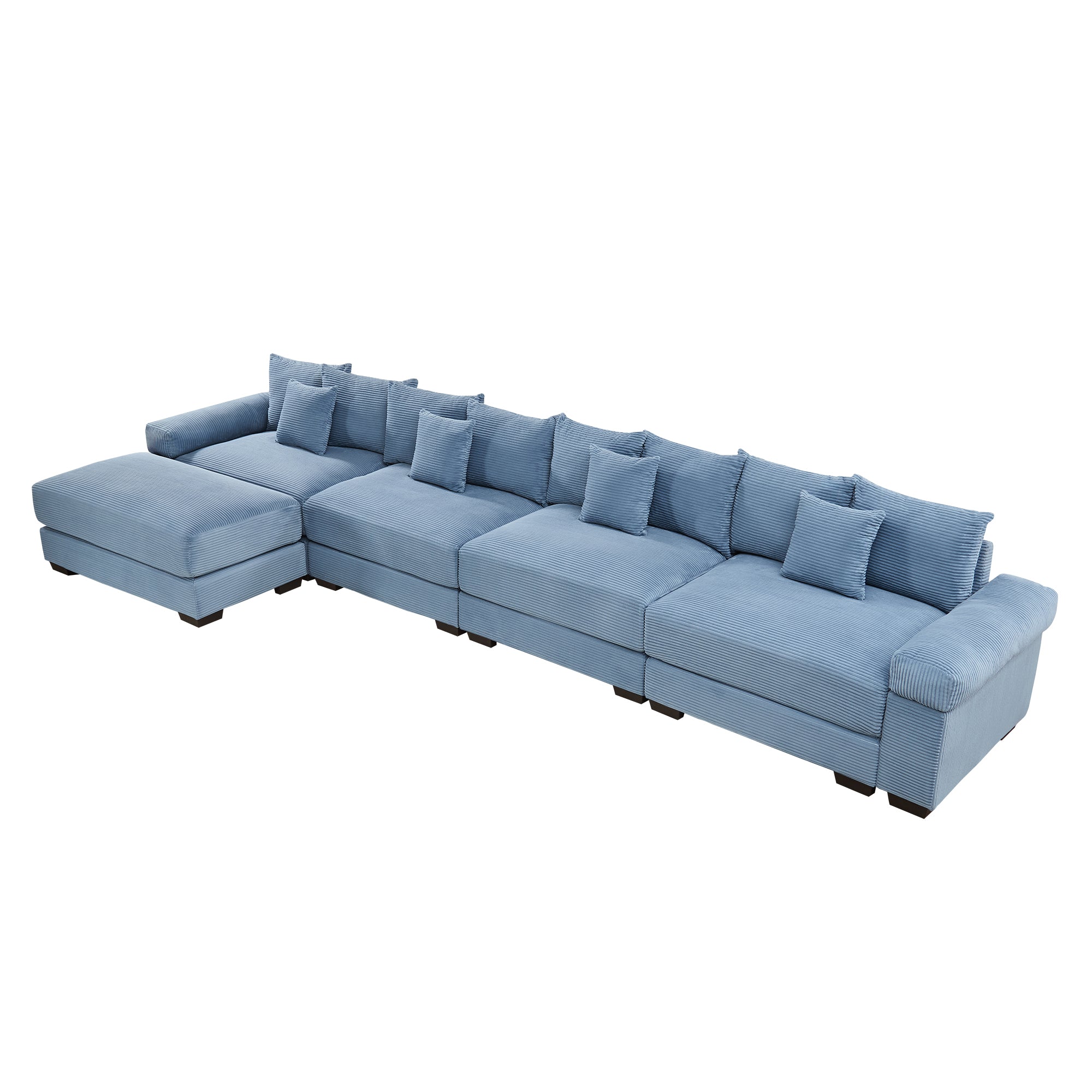 Albany 168" Modular Corduroy Oversized Cloud L-Shaped Sectional Sofa with Ottoman