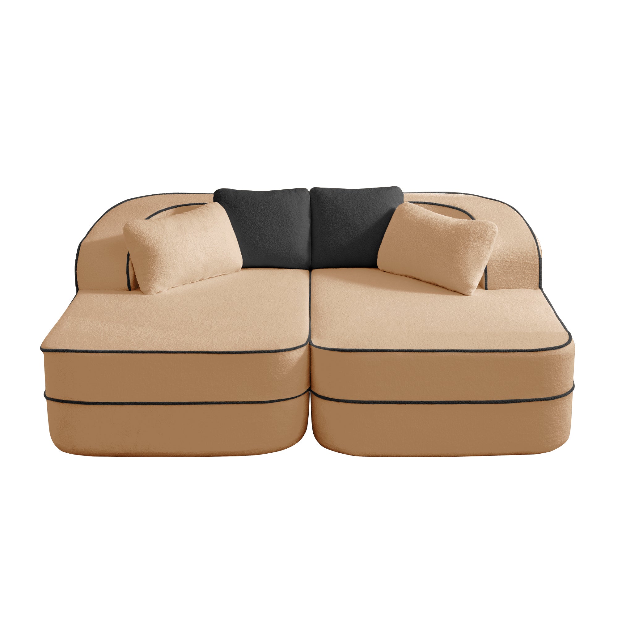 Gilbert 77.2" Teddy Fabric Sofa-in-a-Box with Double Chaise