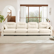 Roselyn 140" Modular Chenille Cloud 4-Seater Sofa with Tufted Cushion Backrest and  Pillows