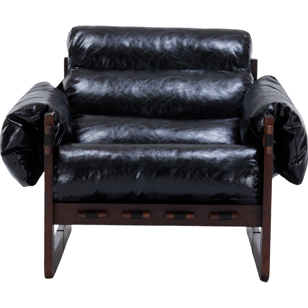 Ravena Modern Vintage Leather Lounge Chair with Removable Armrests