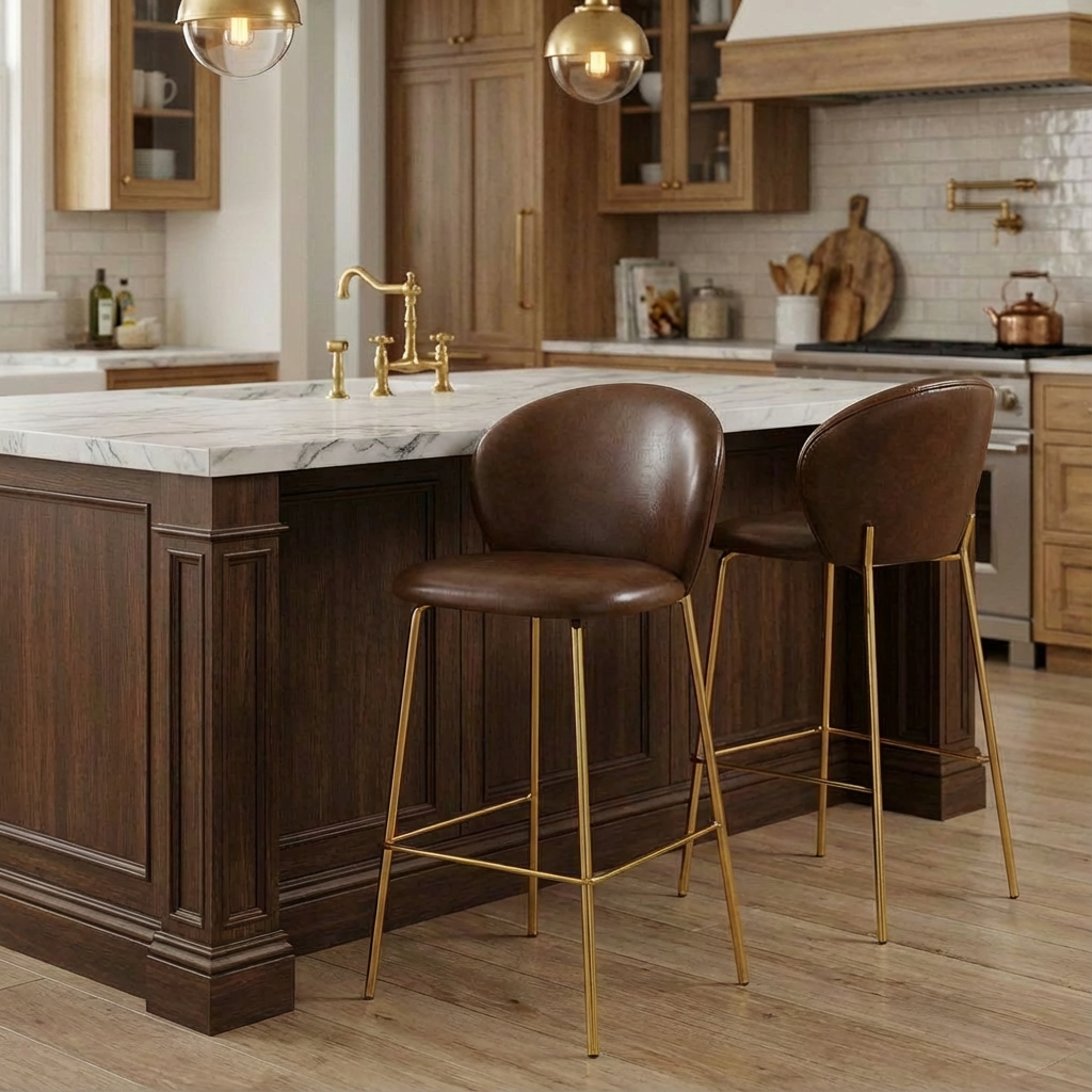 Jerez 29" Counter Height PU Leather Upholstered Bar Stools Set of 2