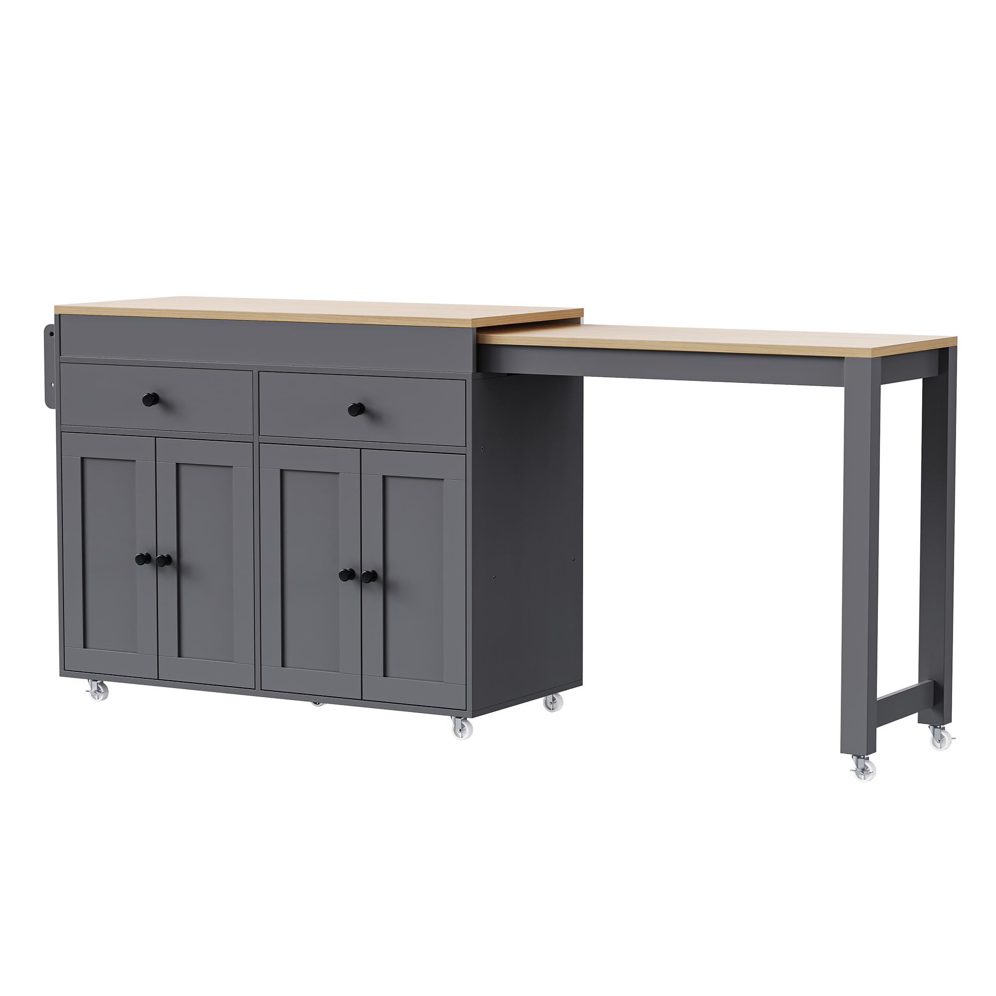 Mekong 74" Kitchen Island with Extendable Dining Table