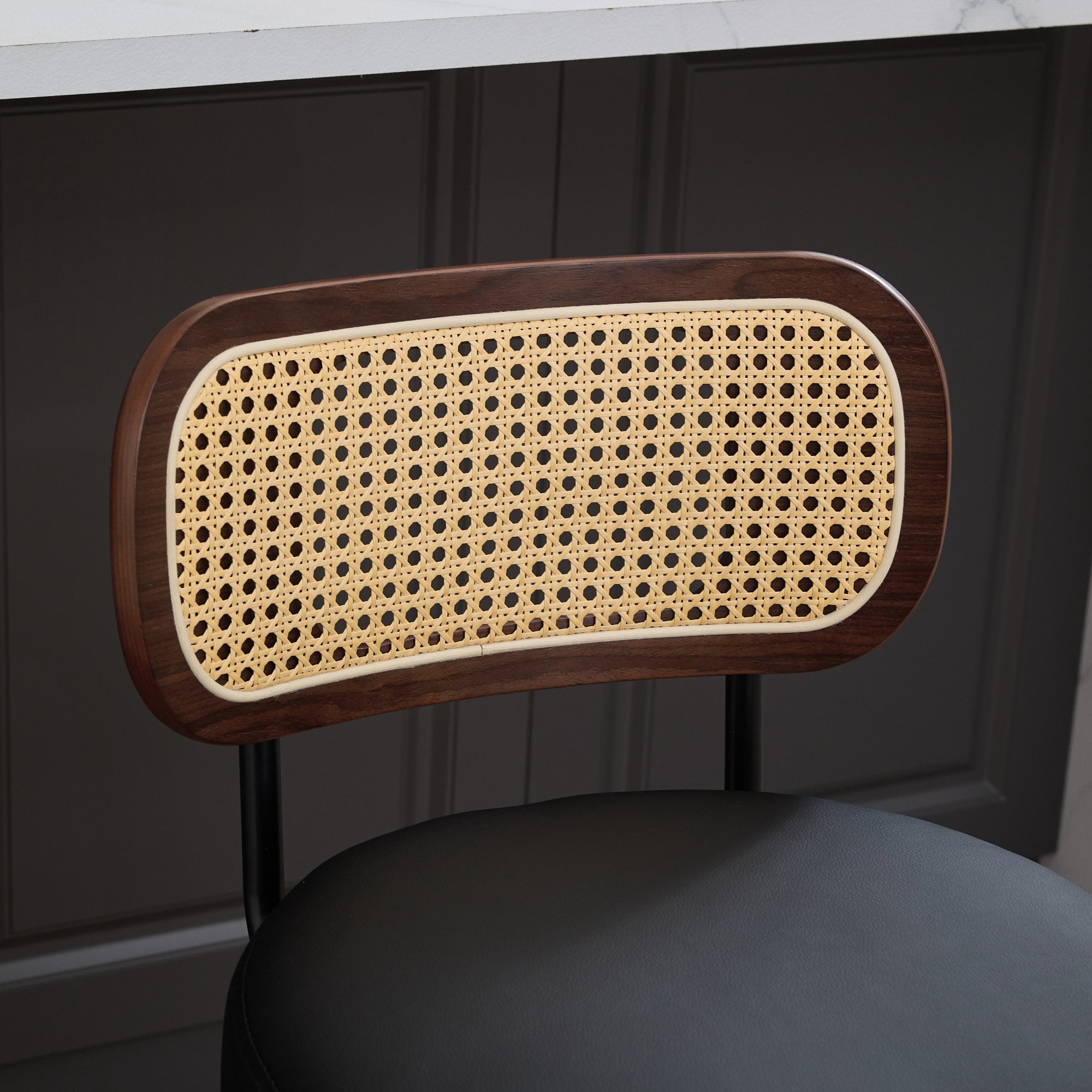 Homy Casa Medoc 26" Rattan Back Swivel Counter Height Upholstered Bar Stool Set of 2