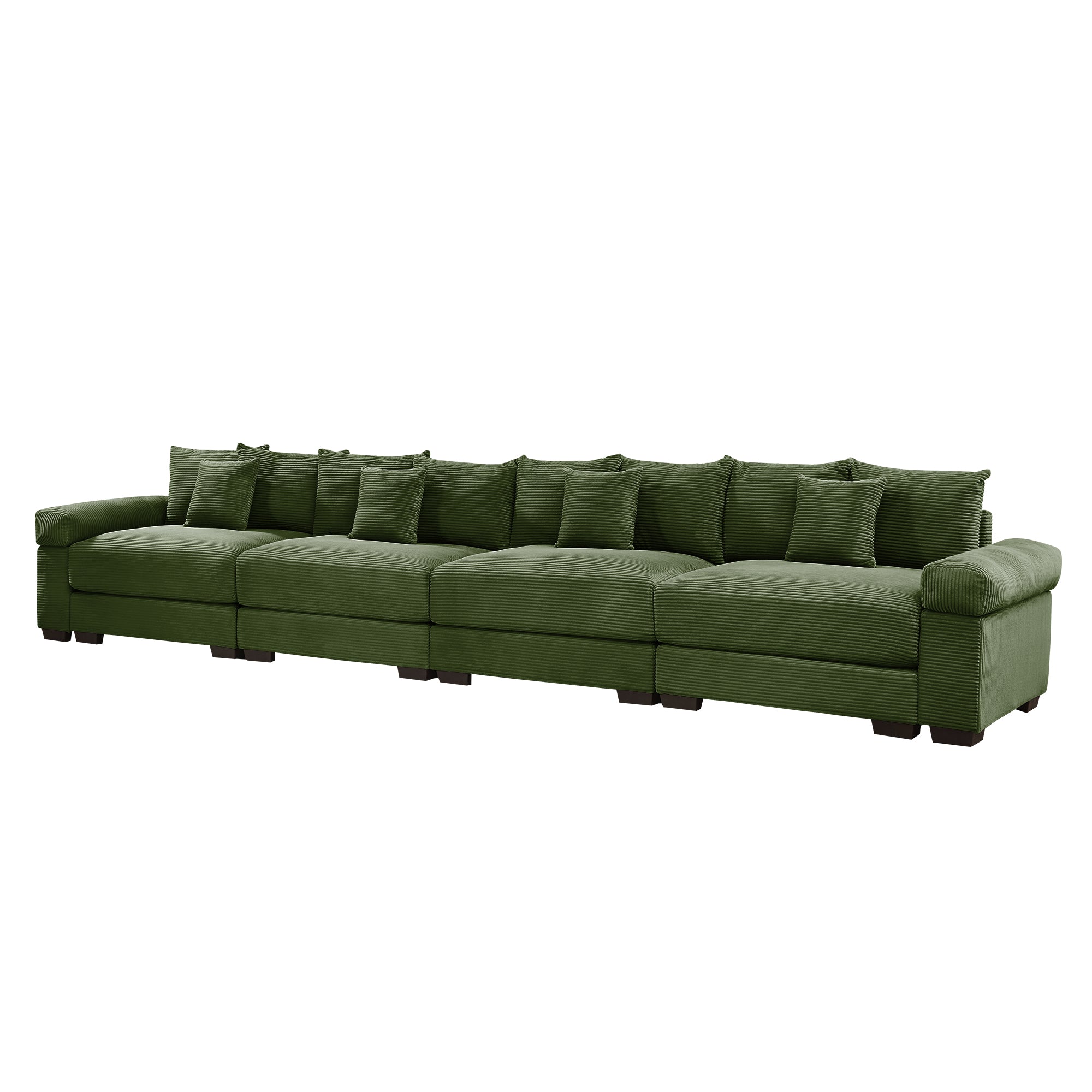 Albany 168" Modular Corduroy Oversized Cloud 5-Seater Sofa with Extra-Thick Armrests