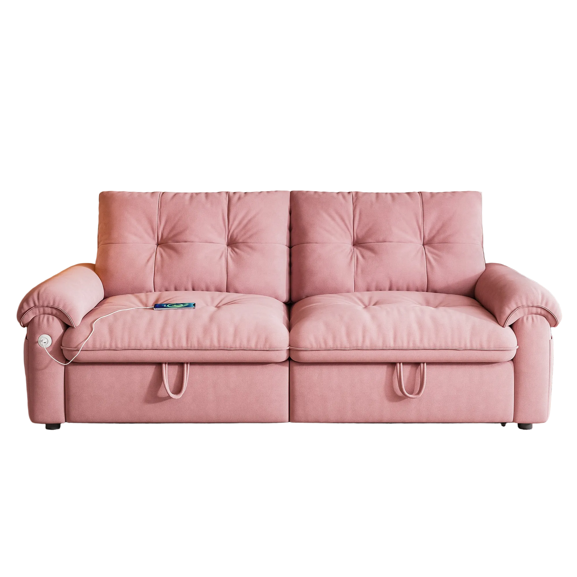Hillcrest 77" Convertible Sofa Bed with Adjustable Backrest and Side Pockets
