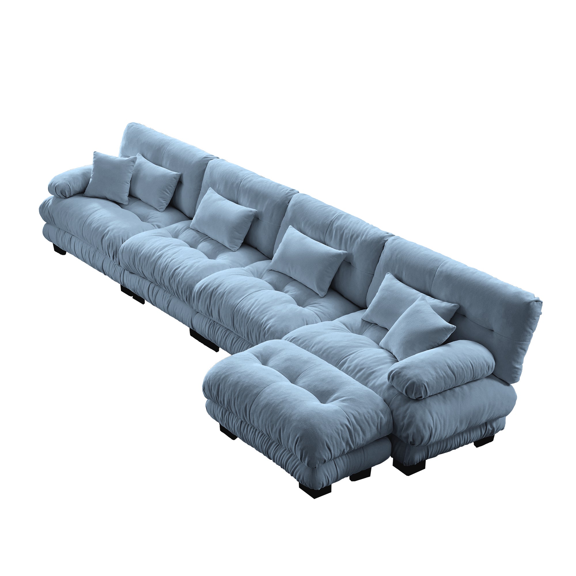 Monterey 173" Oversized Modular Chenille L-Shaped Cloud Sectional Sofa with Ottoman