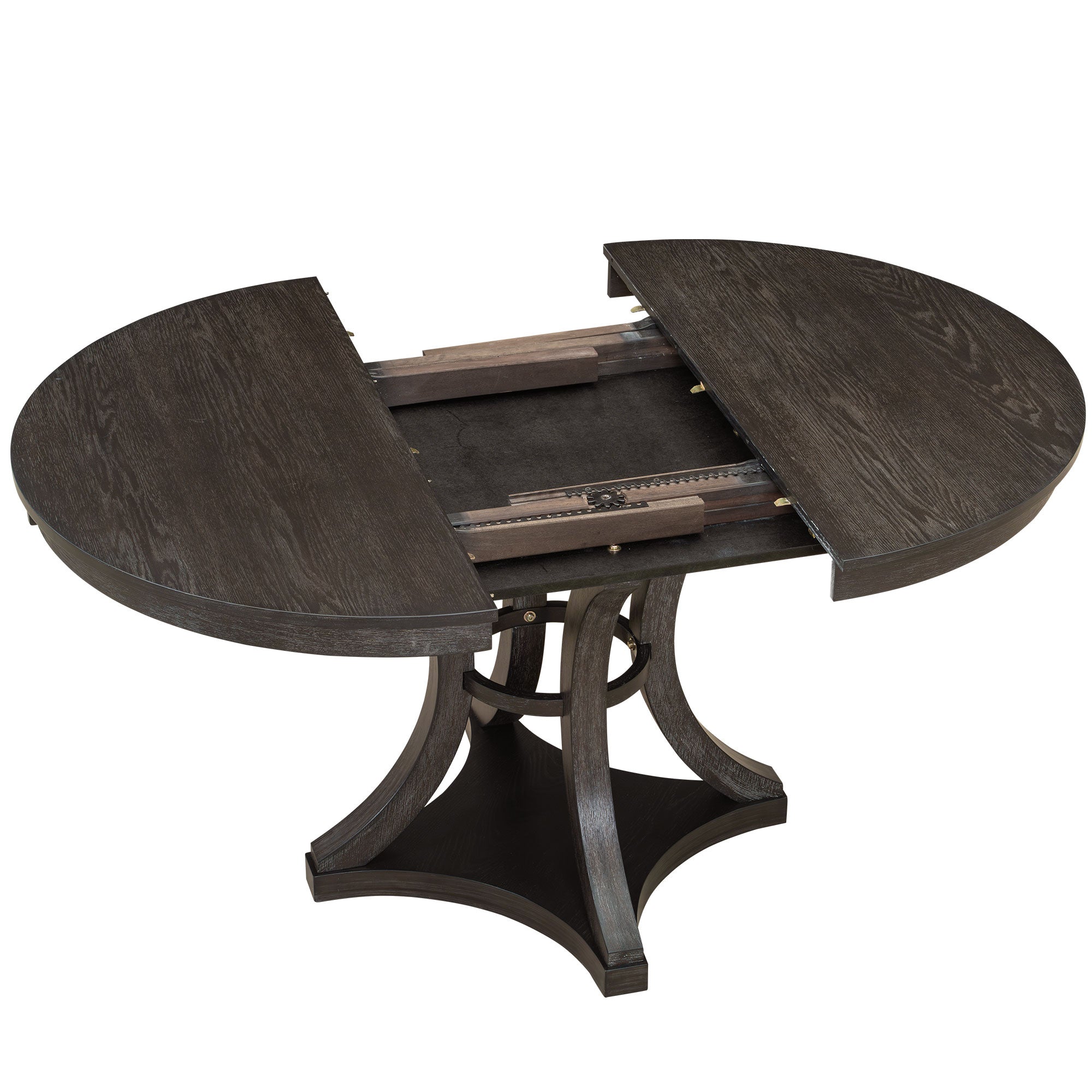 Mavis 47" Retro Espresso 5 Piece Extendable Dining Table Set