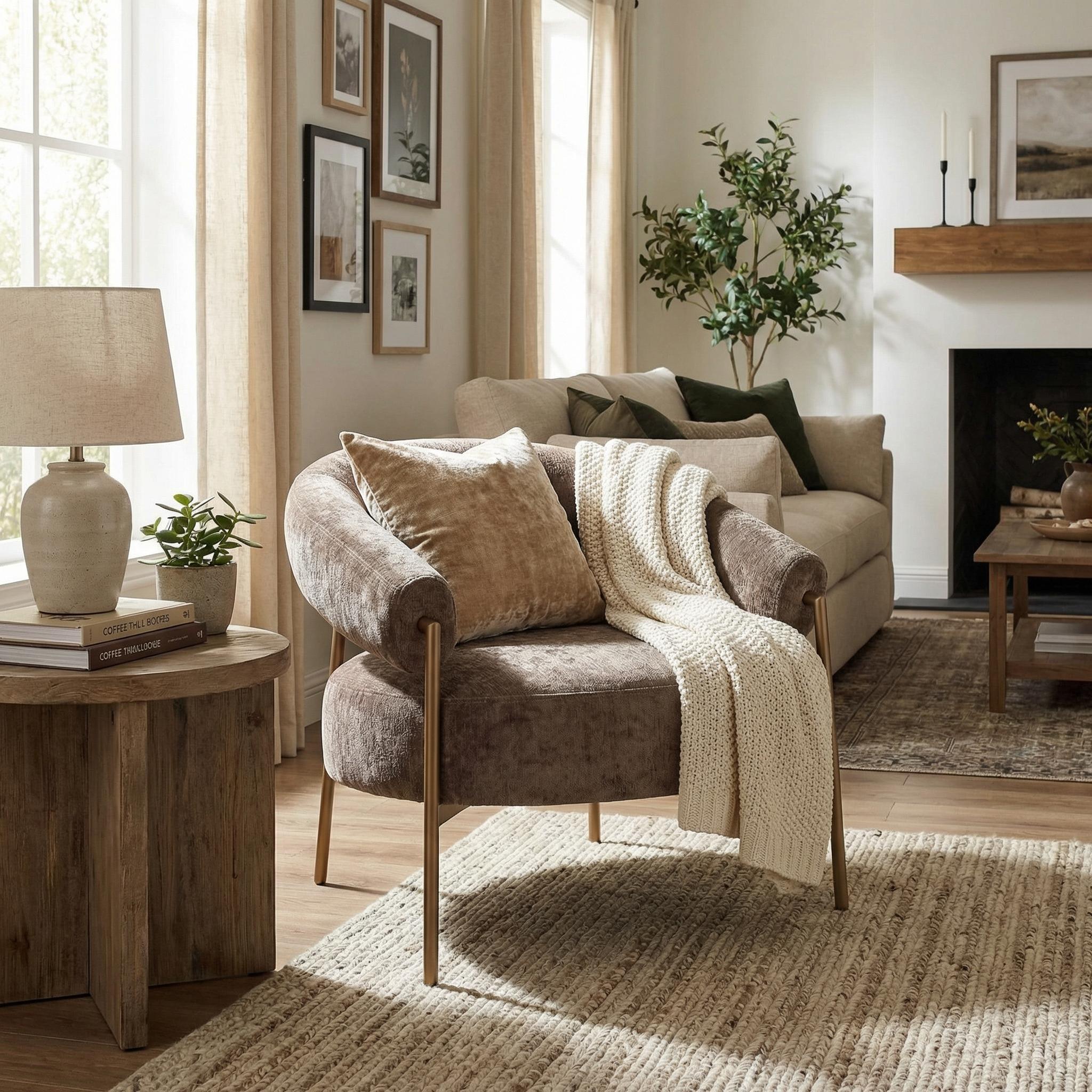 Mino Modern Fabric Accent Chair Single Seat Brown