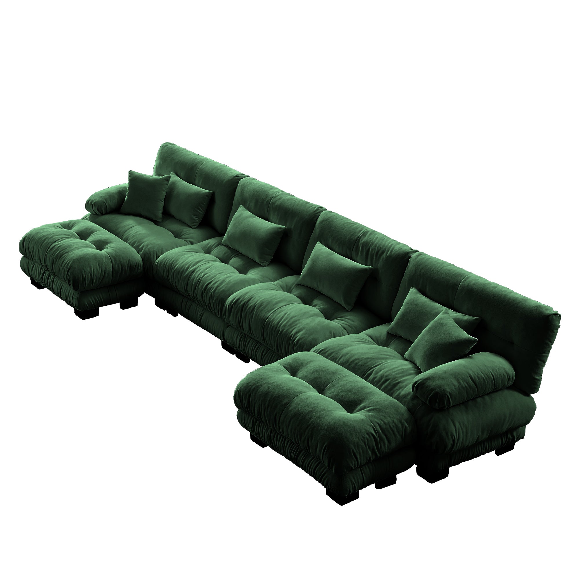 Monterey 173" Oversized Modular Chenille U-Shaped Cloud Sectional Sofa with 2 Ottomans