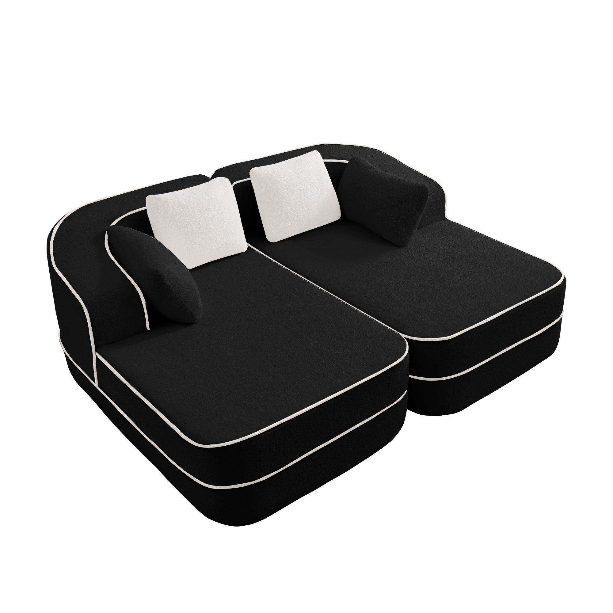 Gilbert 77.2" Teddy Fabric Sofa-in-a-Box with Double Chaise
