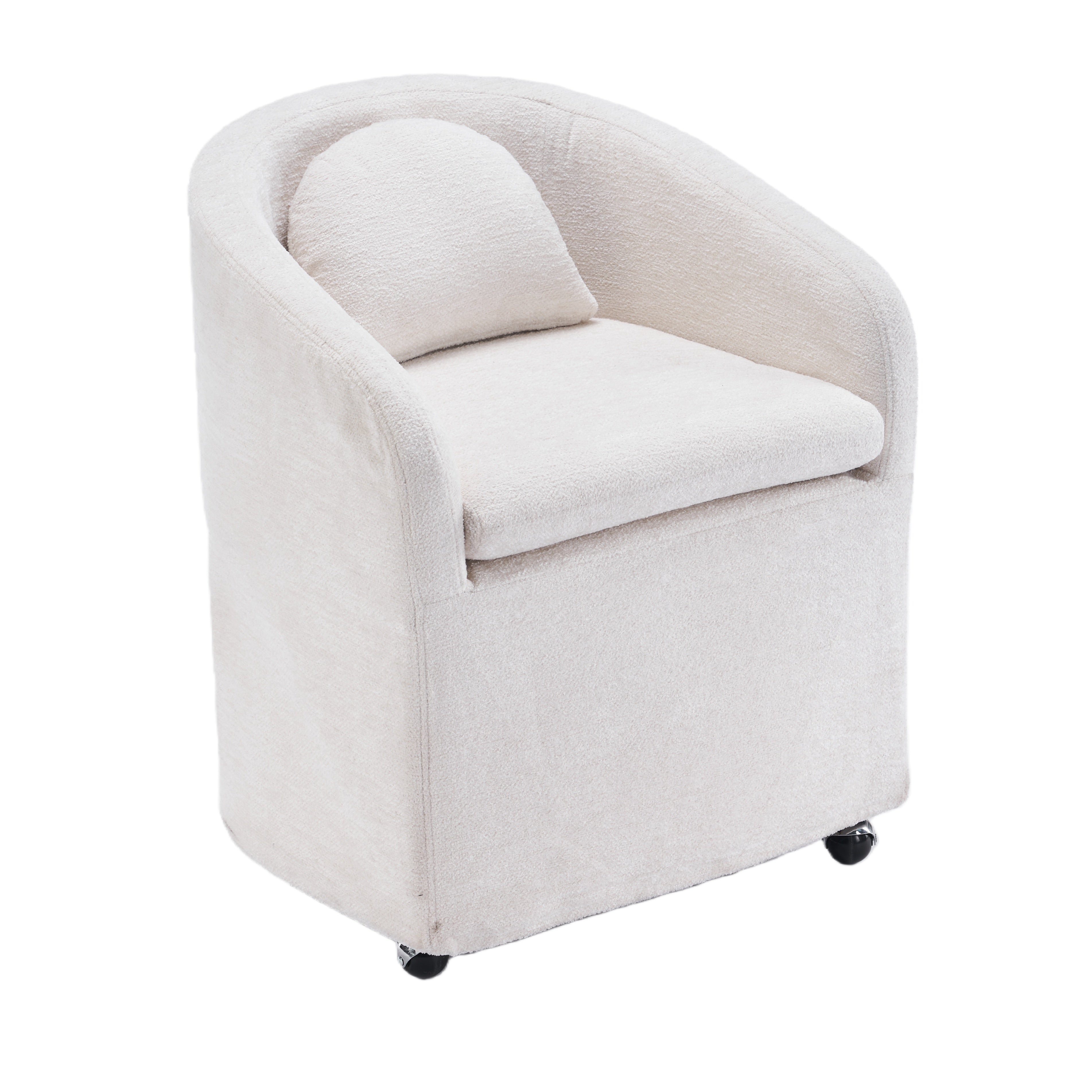 Badlands Chenille Accent Armchair with Wheels, Beige