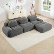 Anchorage 116" Modular Corduroy Cloud L-Shaped Sectional Sofa with Ottoman