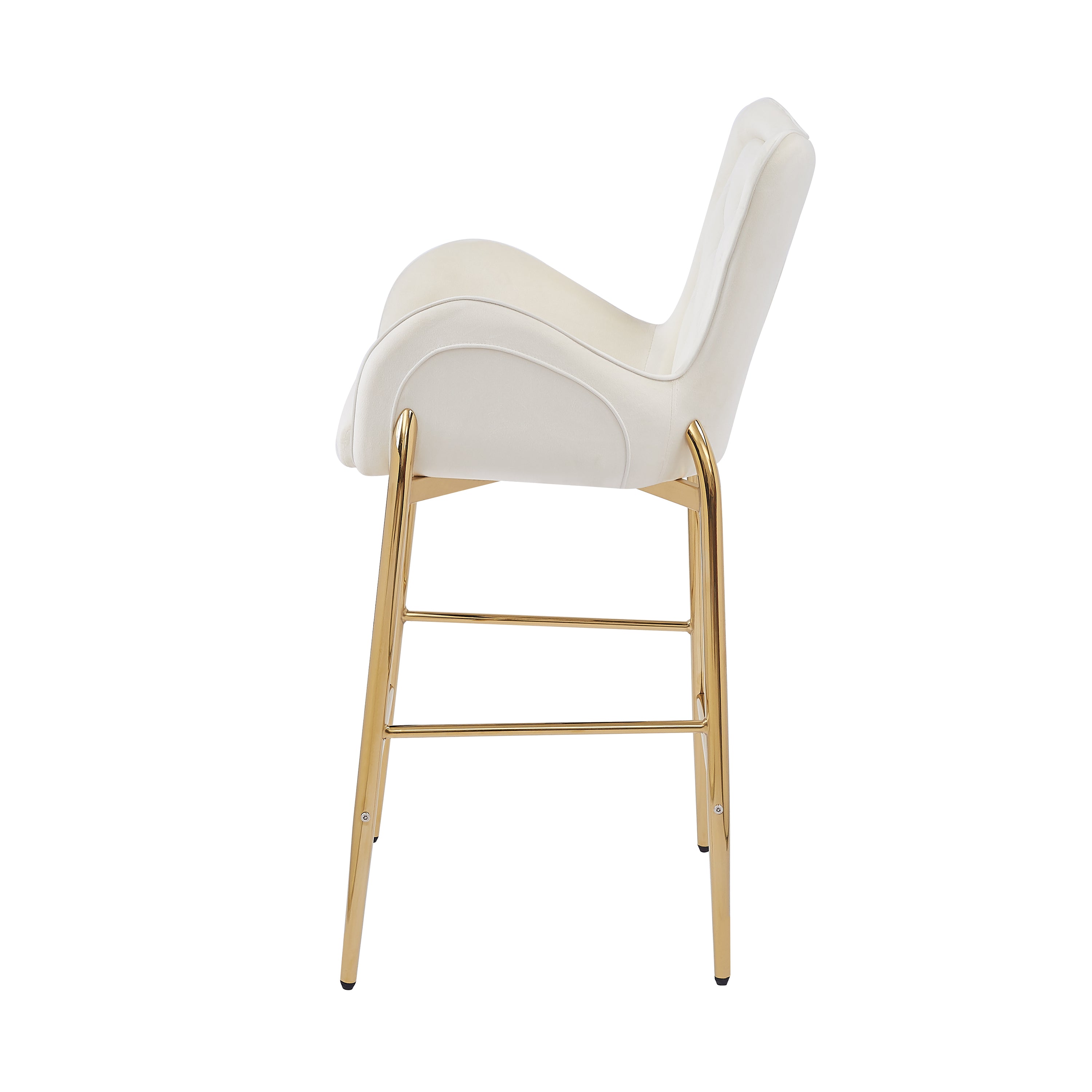 Seren 28.75" Modern Velvet Counter Height Bar Stools Set of 2 with Gold Legs and Footrest