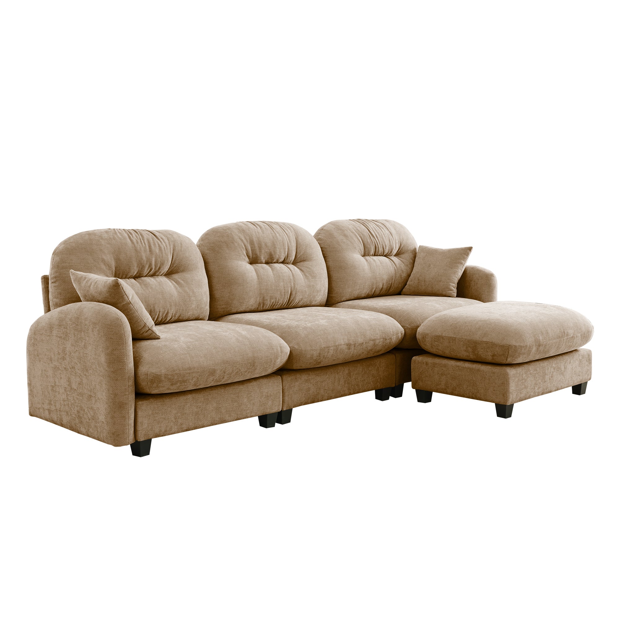Roselyn 107" Modular Chenille Cloud L-Shaped Sectional Sofa with Ottoman