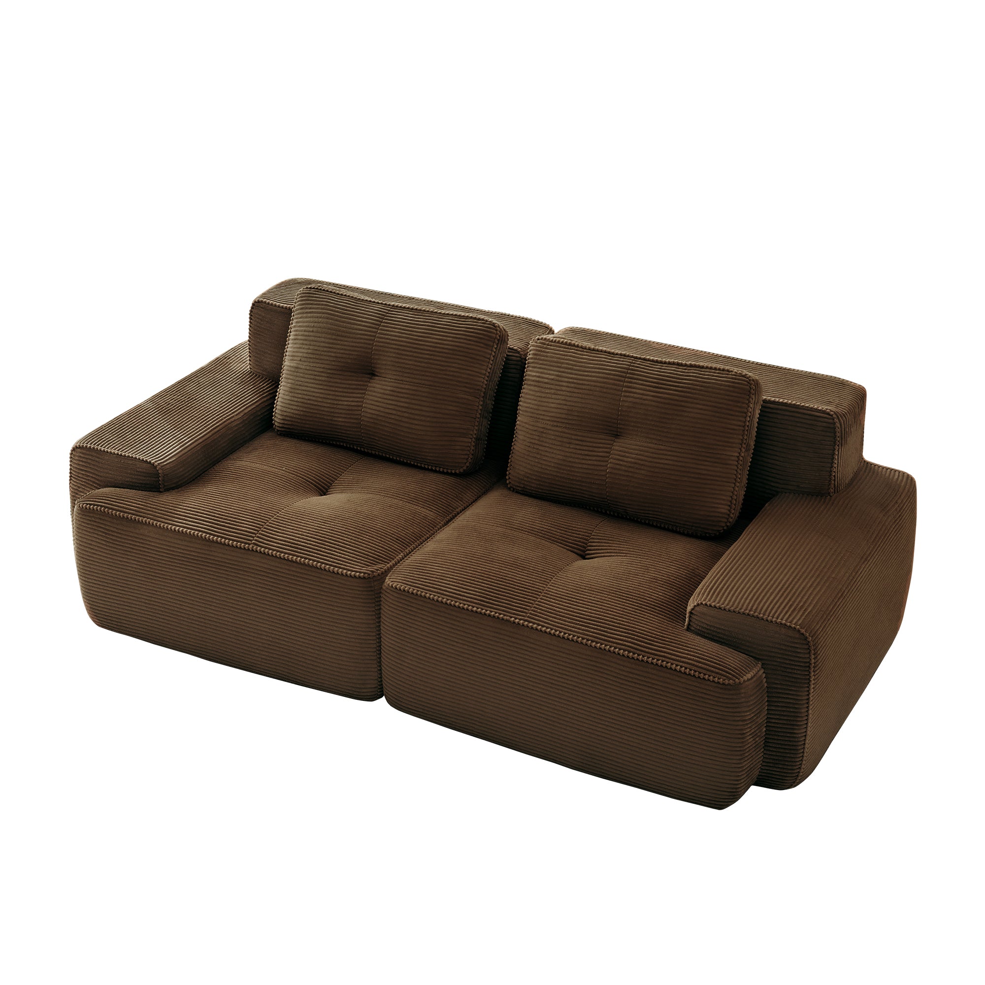 Racine 82" Modular Corduroy Loveseat Sofa with Deep Seat and Pillows
