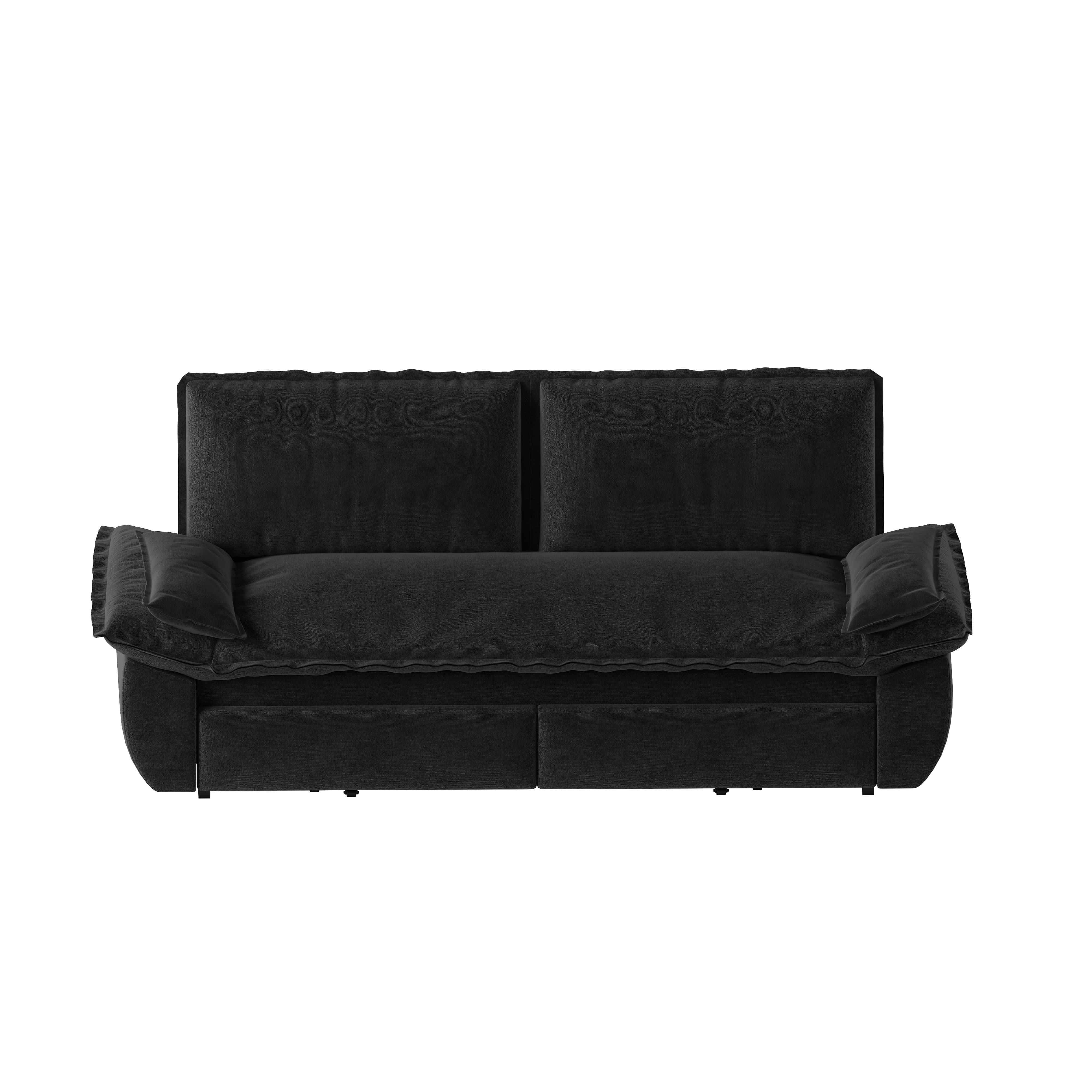 Alameda 73" Modern Velvet Queen Pull-Out Sleeper Sofa Bed with Wide Armrests