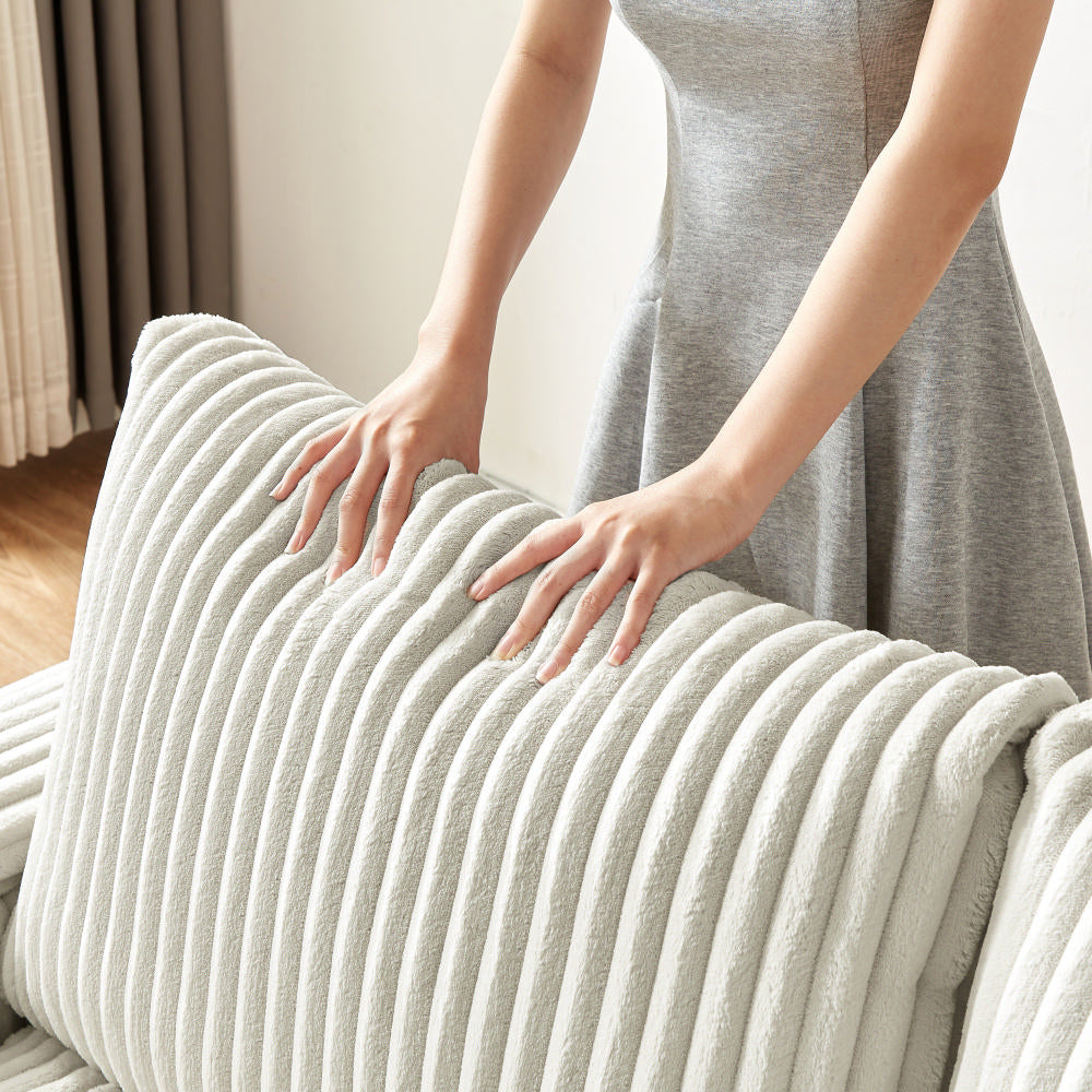 Fresno 71" Plush Corduroy Sofa with Storage Armrests and USB Port