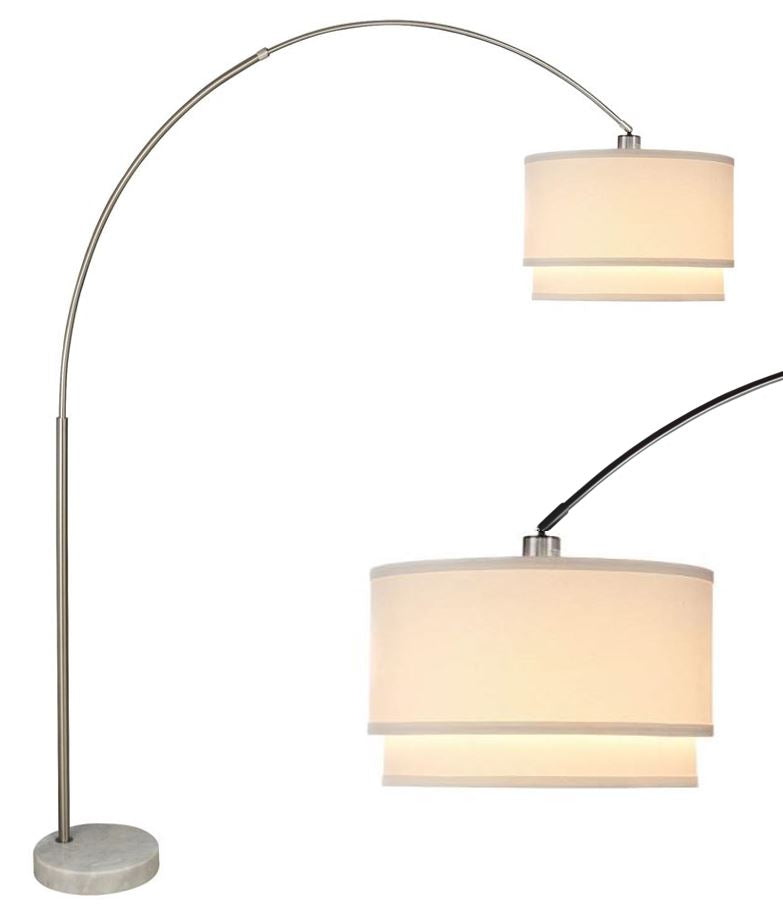 Glint Arc Floor Lamp with Double Shade and Marble Base
