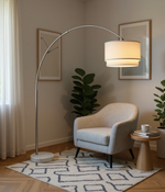 Homy Casa Glint Arc Floor Lamp with Double Shade and Marble Base