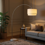 Glint Arc Floor Lamp with Double Shade and Marble Base