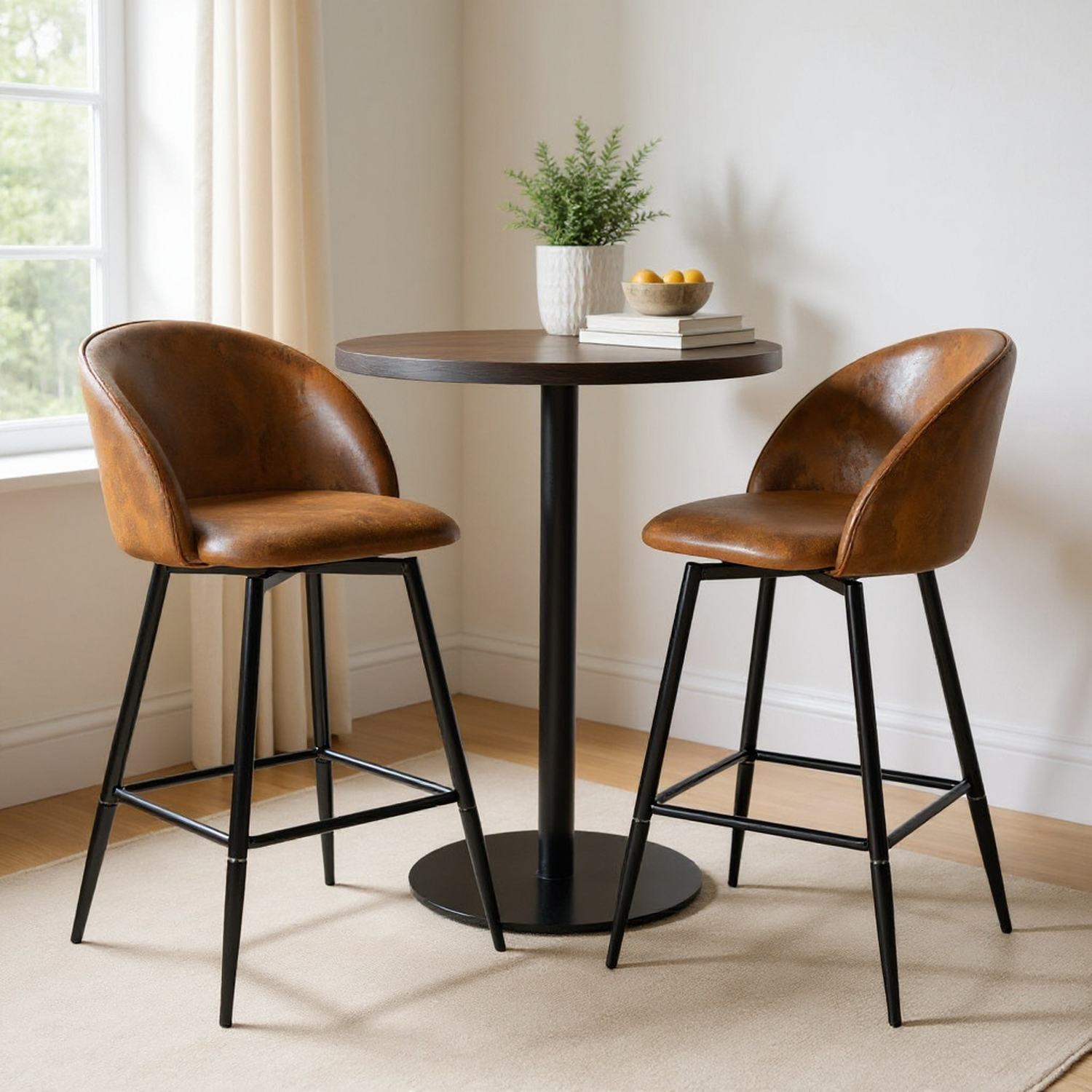 HASEEB 26" Swivel Counter Height Bar Stools Set of 2