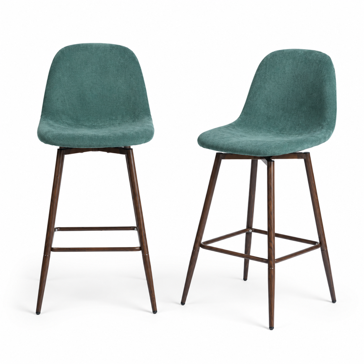Charlton 26" Swivel Counter Height Bar Stools with Walnut Metal Legs Set of 2