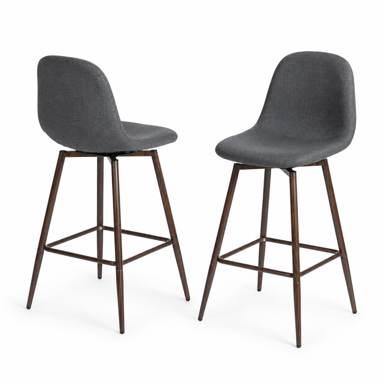 Charlton 26" Swivel Counter Height Bar Stools with Walnut Metal Legs Set of 2