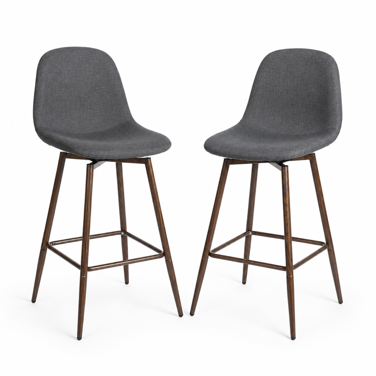 Charlton 26" Swivel Counter Height Bar Stools with Walnut Metal Legs Set of 2