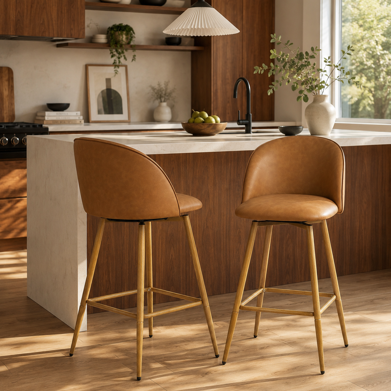 HASEEB 26" Swivel Counter Height Bar Stools Set of 2