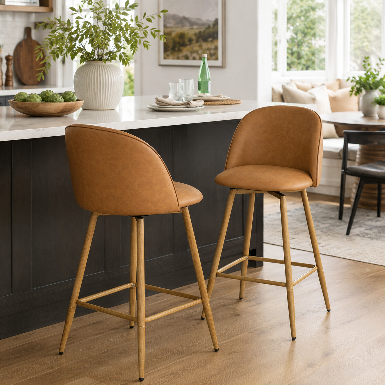 HASEEB 26" Swivel Counter Height Bar Stools Set of 2