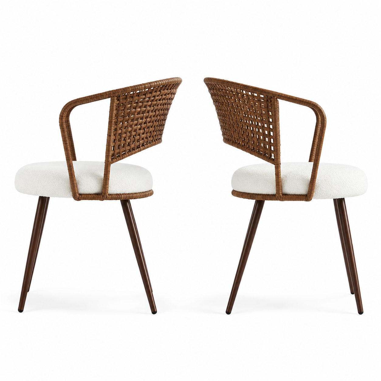 Adige walnut dining chair showing a pair in a front angled view on a white background