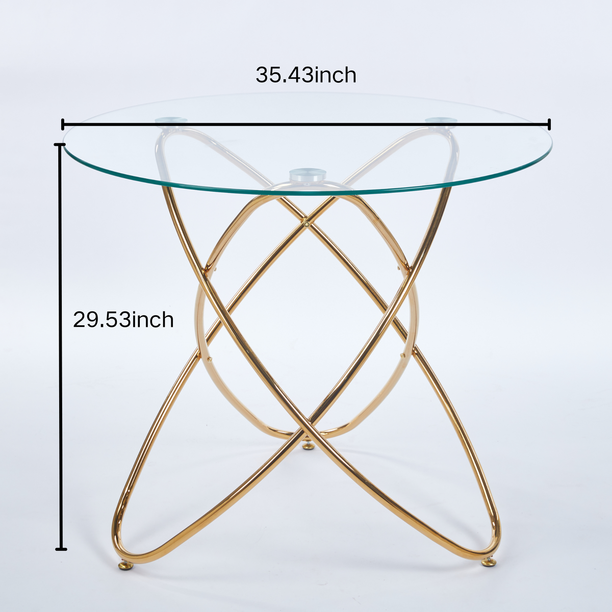 Adriatic gold dining table showing product dimensions