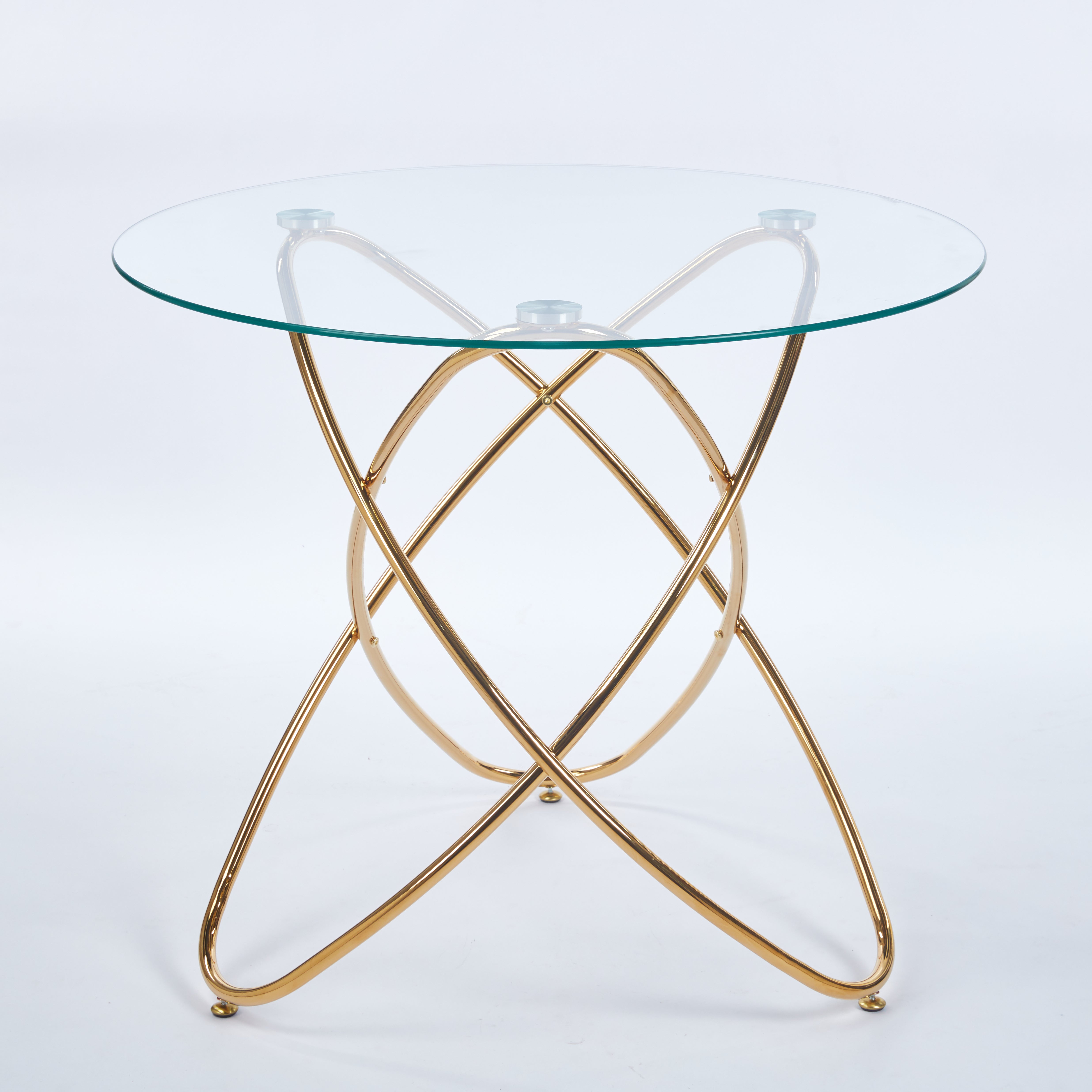 Adriatic gold dining table showing front angled isolated product image on white background
