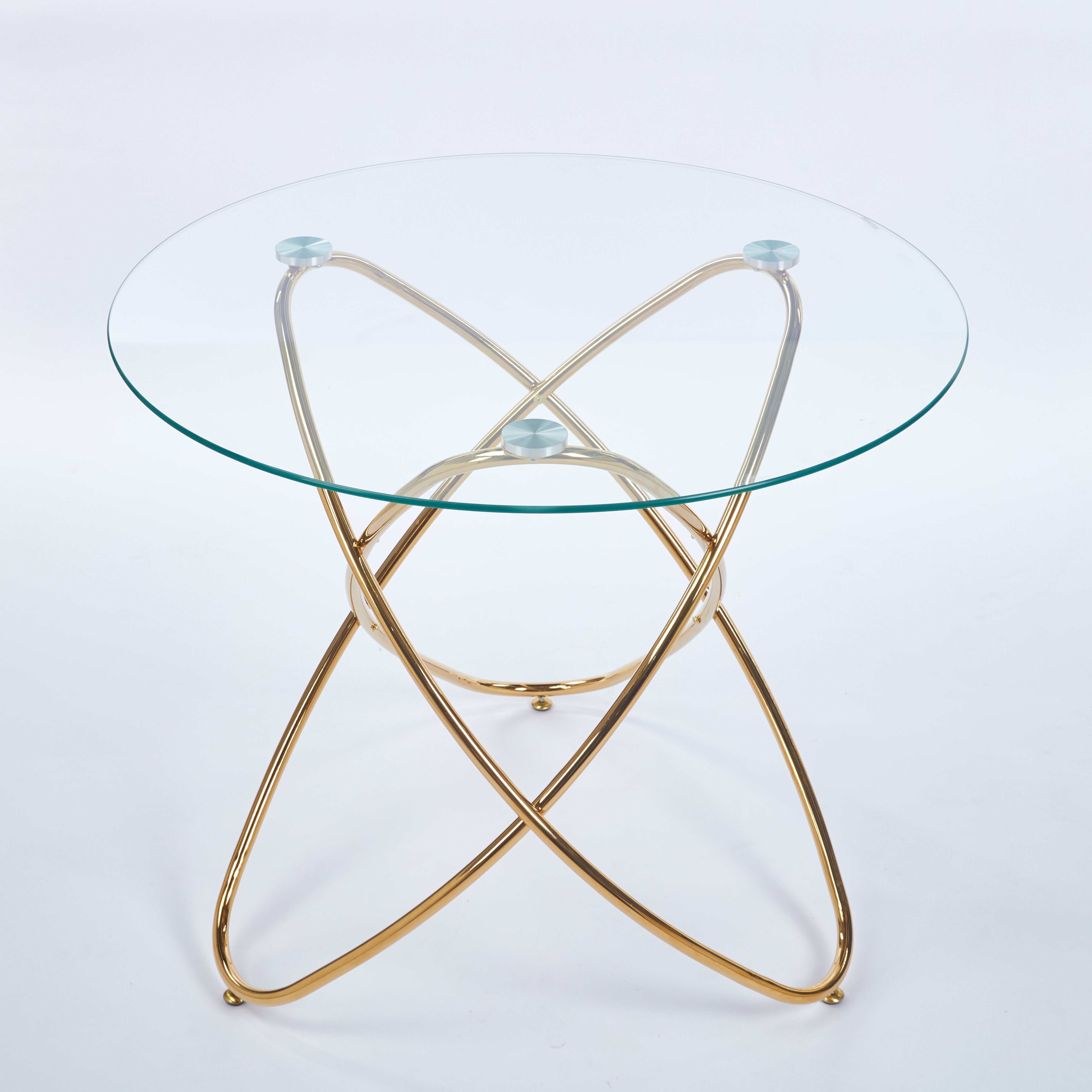 Adriatic gold dining table showing front angled isolated product image on white background